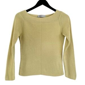 Fabiana Filippi Yellow Boat Neck Ribbed Sweater Size Medium 3/4 Sleeves Y2K